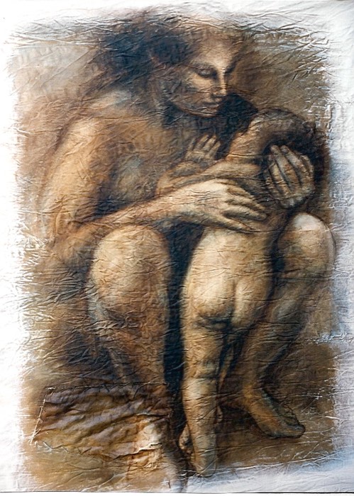 Figurative oil painting: Mother and Child