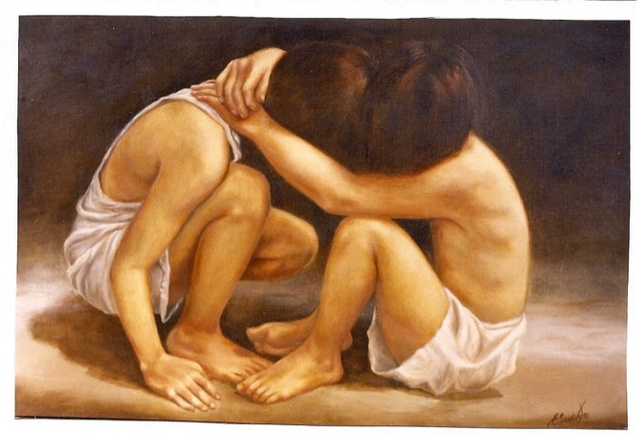Oil painting: Sharing Mates