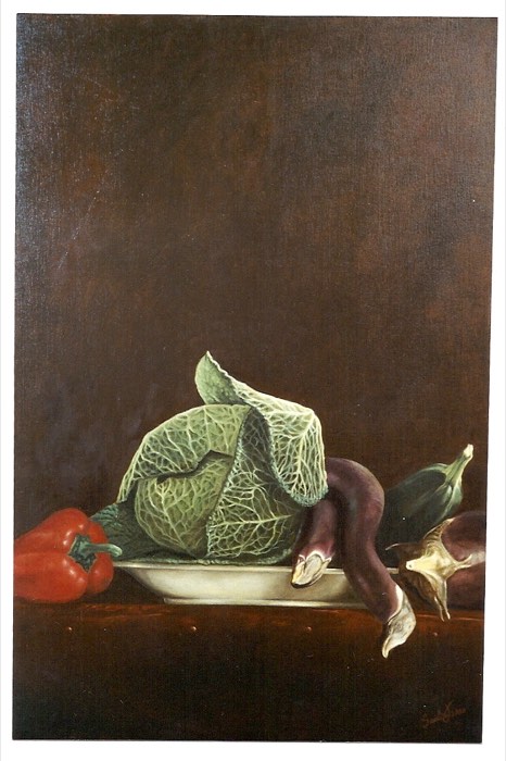 Oil painting: Dialouge With Red Pepper