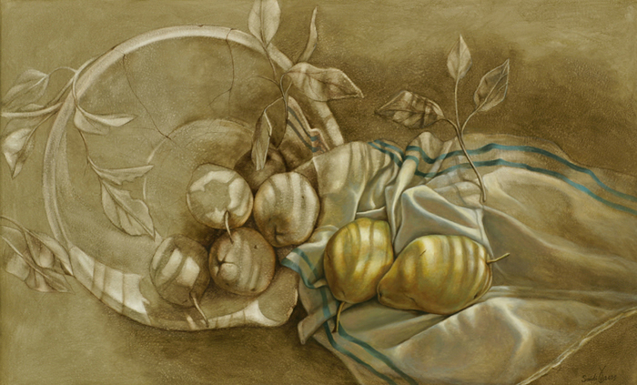 Oil painting: Blinds half drawn