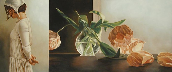 Floral oil painting: Contemplation