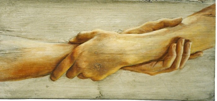 Oil painting on natural driftwood panel