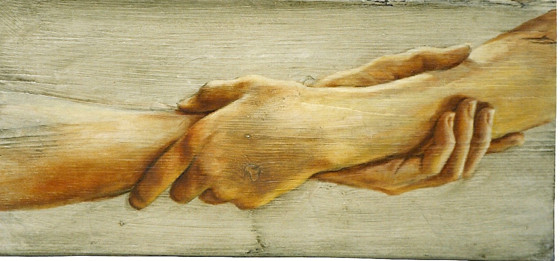 Oil painting on natural driftwood panel