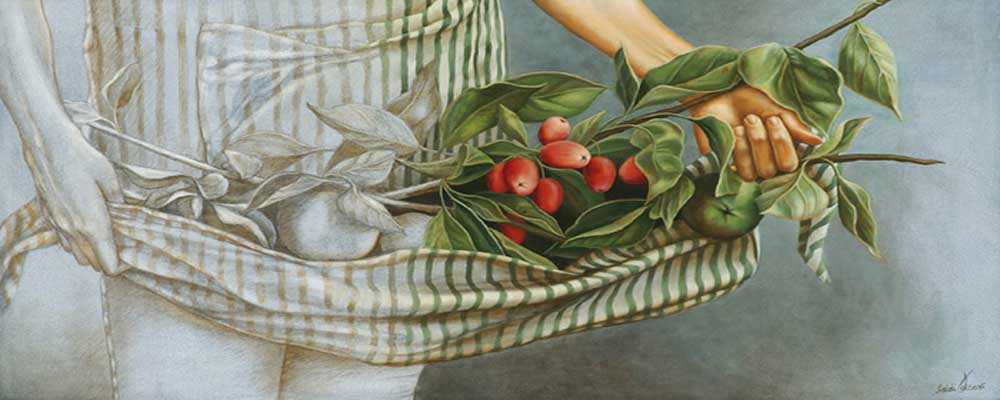 Oil painting: Hand Holding Fruit